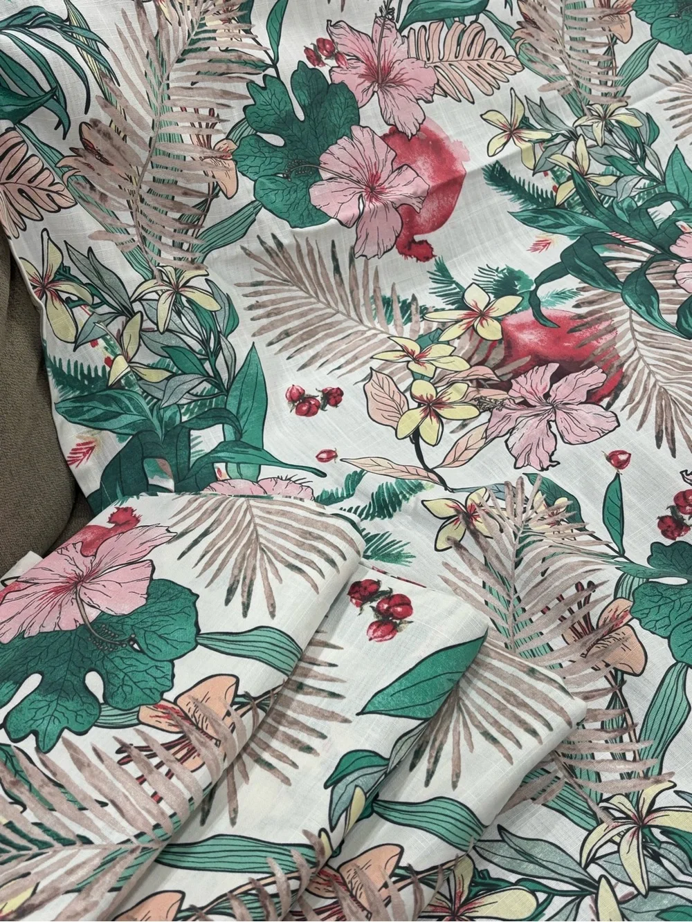 Four ikea floral tropical curtain panels never used